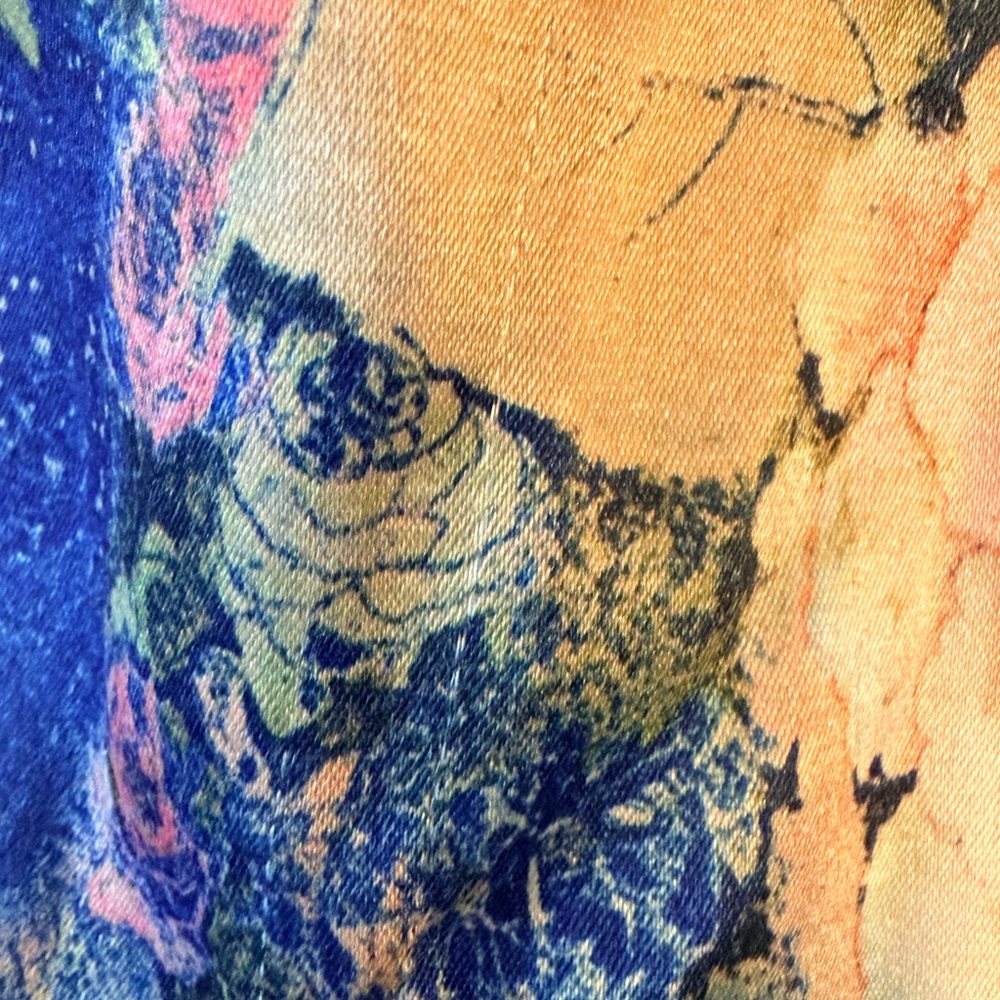 Satin Floral Embroidered Boho Top Puff Sleeve Pockets - Picture 10 of 11